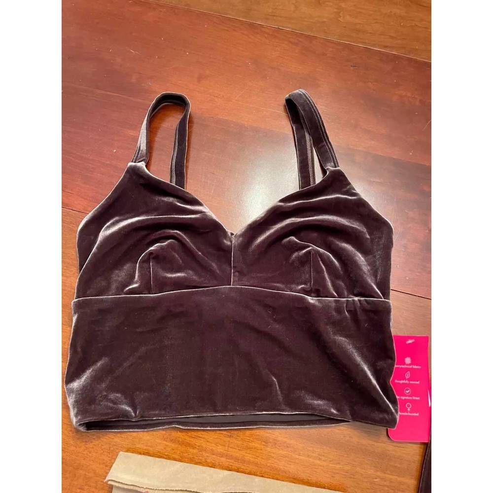 NEW COMMANDO velvet longline bralette in greige